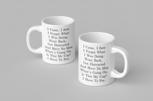 Load image into Gallery viewer, 11oz/15oz "I Came I Saw I Forgot What I Was Doing..." Funny Ceramic Coffee Mug
