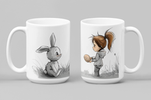 Load image into Gallery viewer, 11oz/15oz Girl and Bunny Ceramic Easter Coffee Mug
