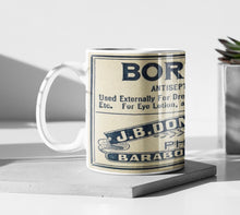 Load image into Gallery viewer, Boric Acid Vintage Label Ceramic Coffee: 11oz/15oz Poison Coffee or Tea Cup
