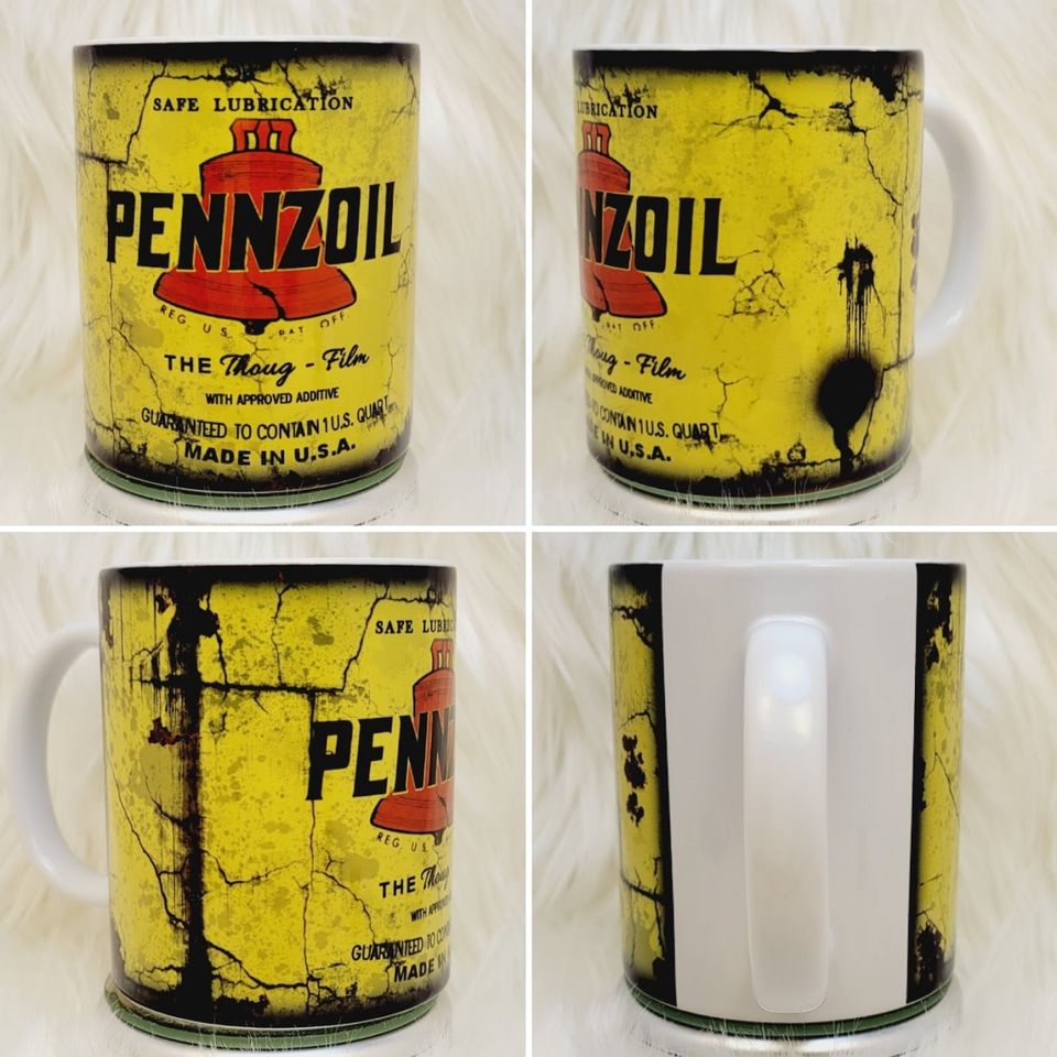 11oz/15oz Dirty Pennzoil Mug: Custom Ceramic Coffee Mug