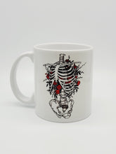 Load image into Gallery viewer, 11oz/15oz Skeleton With Roses Ceramic Coffee Mug: Skeleton Coffee Cup
