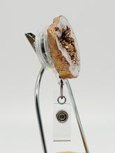 Load image into Gallery viewer, Epoxy Gold and White Faux Geode Phone Grip: Faux Agate Phone Holder
