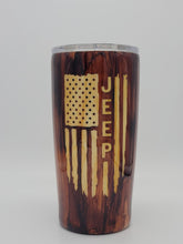 Load image into Gallery viewer, 20oz Faux Woodgrain Jeep Wrangler Epoxy Tumbler: Double Woodgrain Stainless Steel 20oz Epoxy Resin Cold Cup
