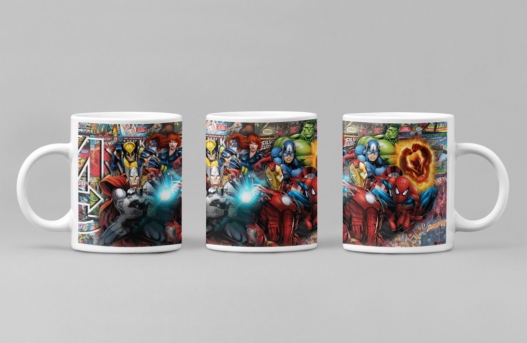 11oz/15oz Super Hero Comic Strip Coffee Mug: Custom Super Hero Coffee Cup Multiple Style Options