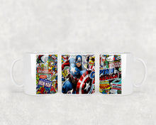 Load image into Gallery viewer, 11oz/15oz Super Hero Comic Strip Coffee Mug: Custom Super Hero Coffee Cup Multiple Style Options
