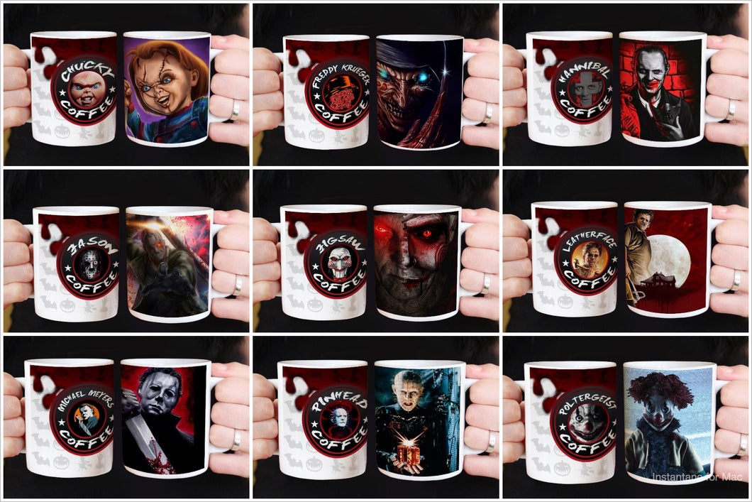 11oz/15oz Horror Coffee Mug: Your Favorite Horror Character on a Coffee Cup