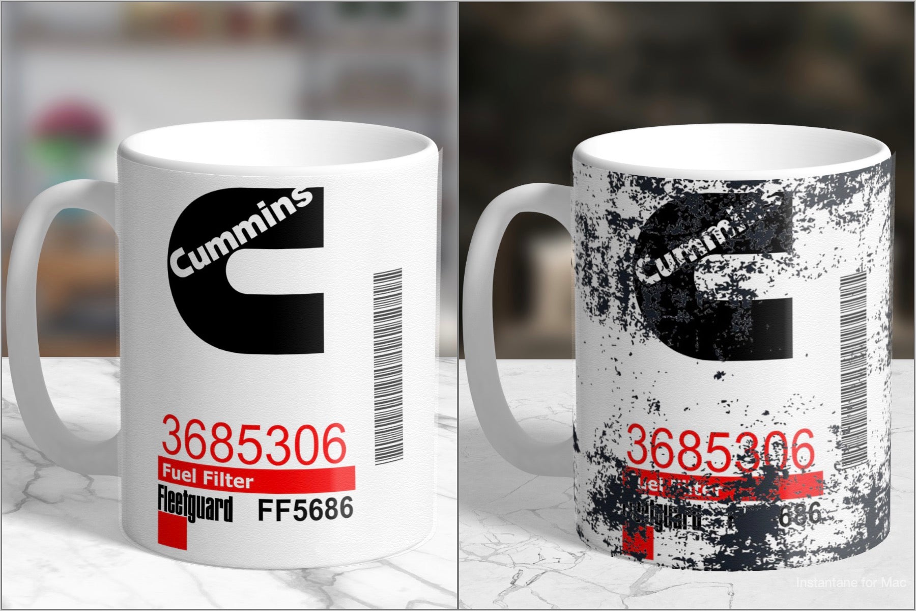 11oz/15oz "Cummins Fuel Filter" Ceramic Coffee Mug: Two Styles Cummins Coffee Cup