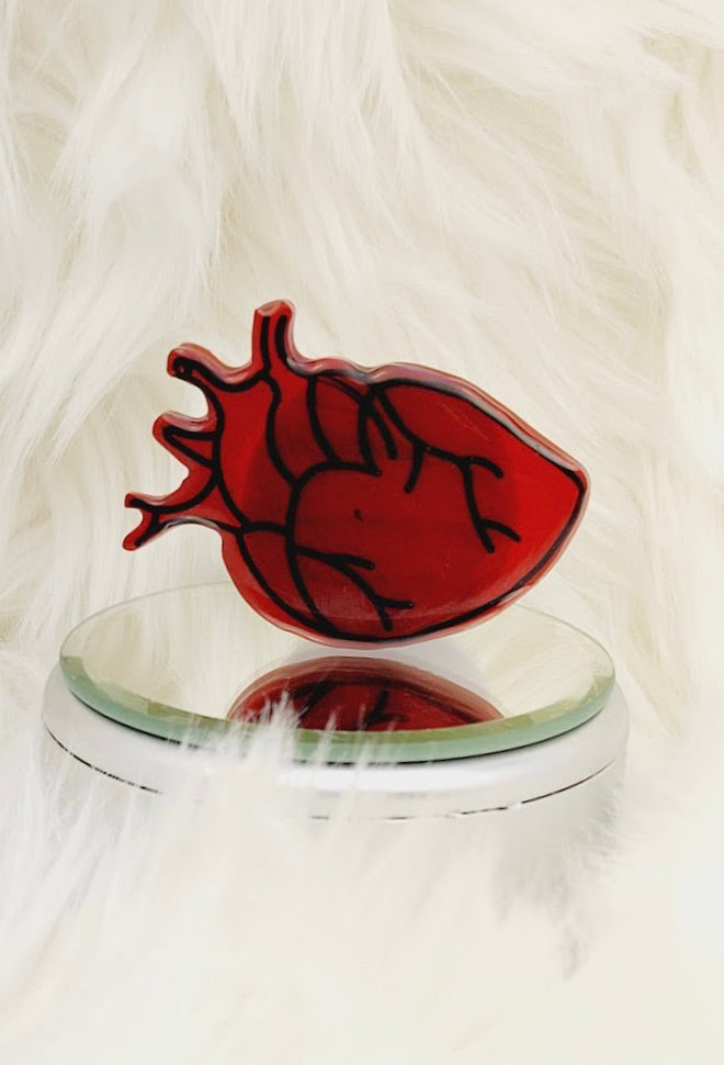 Red Metallic Anatomical Heart Phone Grip