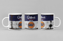 Load image into Gallery viewer, 11oz/15oz Dirty &quot;Gulf&quot; Motor Oil Can Coffee Mug: Vintage Oil Can Replica Coffee Mug (Two Styles)
