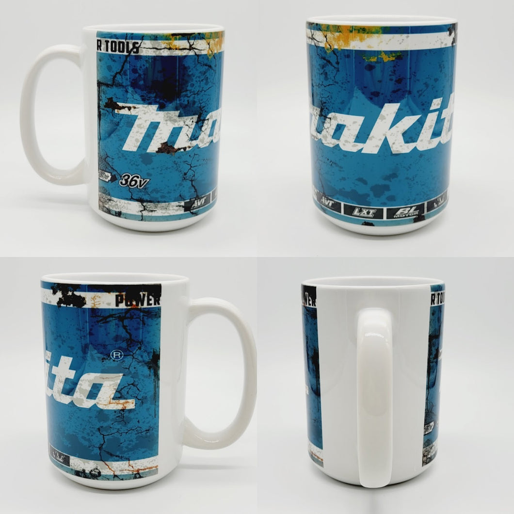 11oz/15oz Dirty Makita Blue Power Tools Coffee Mug: Custom Dirty Power Tools Coffee Cup