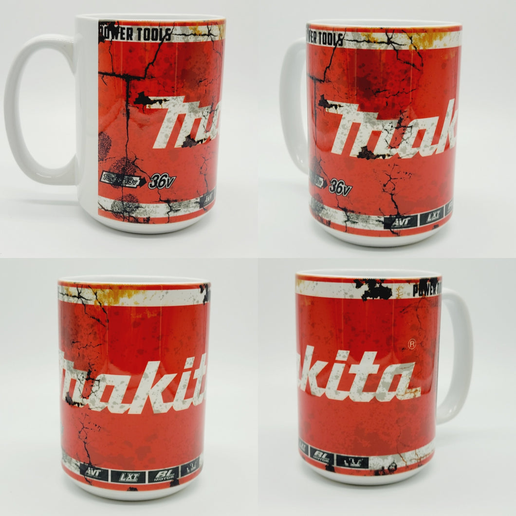 11oz/15oz Dirty Makita Red Power Tools Coffee Mug: Custom Dirty Power Tools Coffee Cup