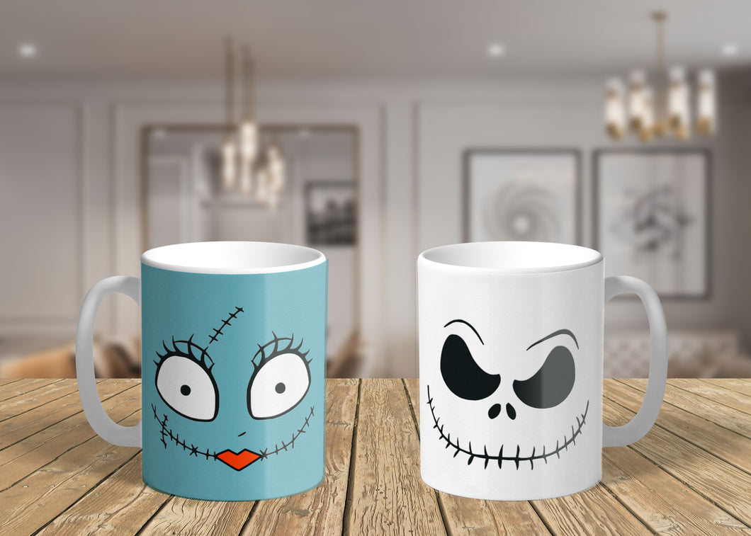 11oz/15oz The Nightmare Before Christmas Coffee Mug: Jack Skeleton and Sally Coffee Cup