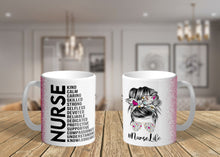 Load image into Gallery viewer, 11oz/15oz Ceramic Nurse Life Coffee Mug: Nurse Life Pink Glitter Coffee Cup
