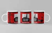 Load image into Gallery viewer, 11oz/15oz Dirty &quot;Penn Drake&quot; Motor Oil Can Coffee Mug: Vintage Oil Can Replica Coffee Mug
