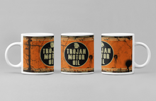 Load image into Gallery viewer, 11oz/15oz Dirty &quot;Trojan&quot; Motor Oil Can Coffee Mug: Vintage Oil Can Replica Coffee Mug

