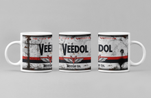Load image into Gallery viewer, 11oz/15oz Dirty &quot;Veedol&quot; Motor Oil Can Coffee Mug: Vintage Oil Can Replica Coffee Mug

