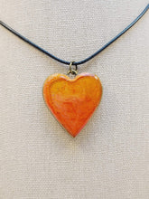 Load image into Gallery viewer, Epoxy Orange Heart Alcohol Ink Pendant
