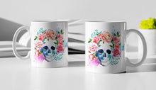 Load image into Gallery viewer, Floral Gothic Skull Ceramic Coffee Mug
